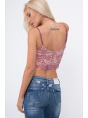 Lace top with zipper, purple ZZ263 - Online store - Boutique